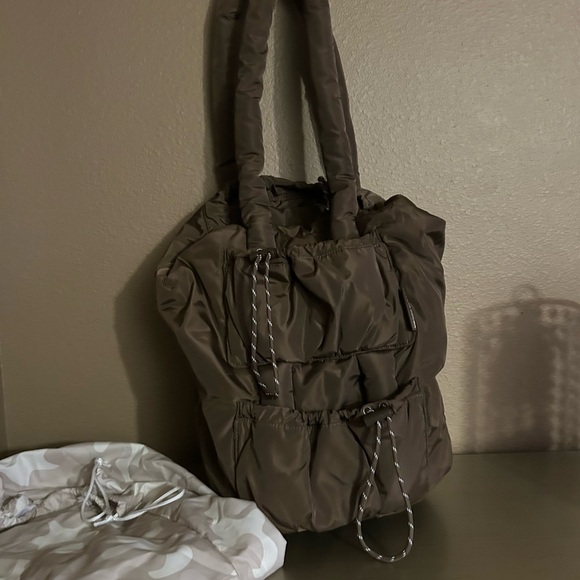 Dagne Dover Handbags - Dagne Dover Kal Puff Drawstring Tote in Brown NWOT